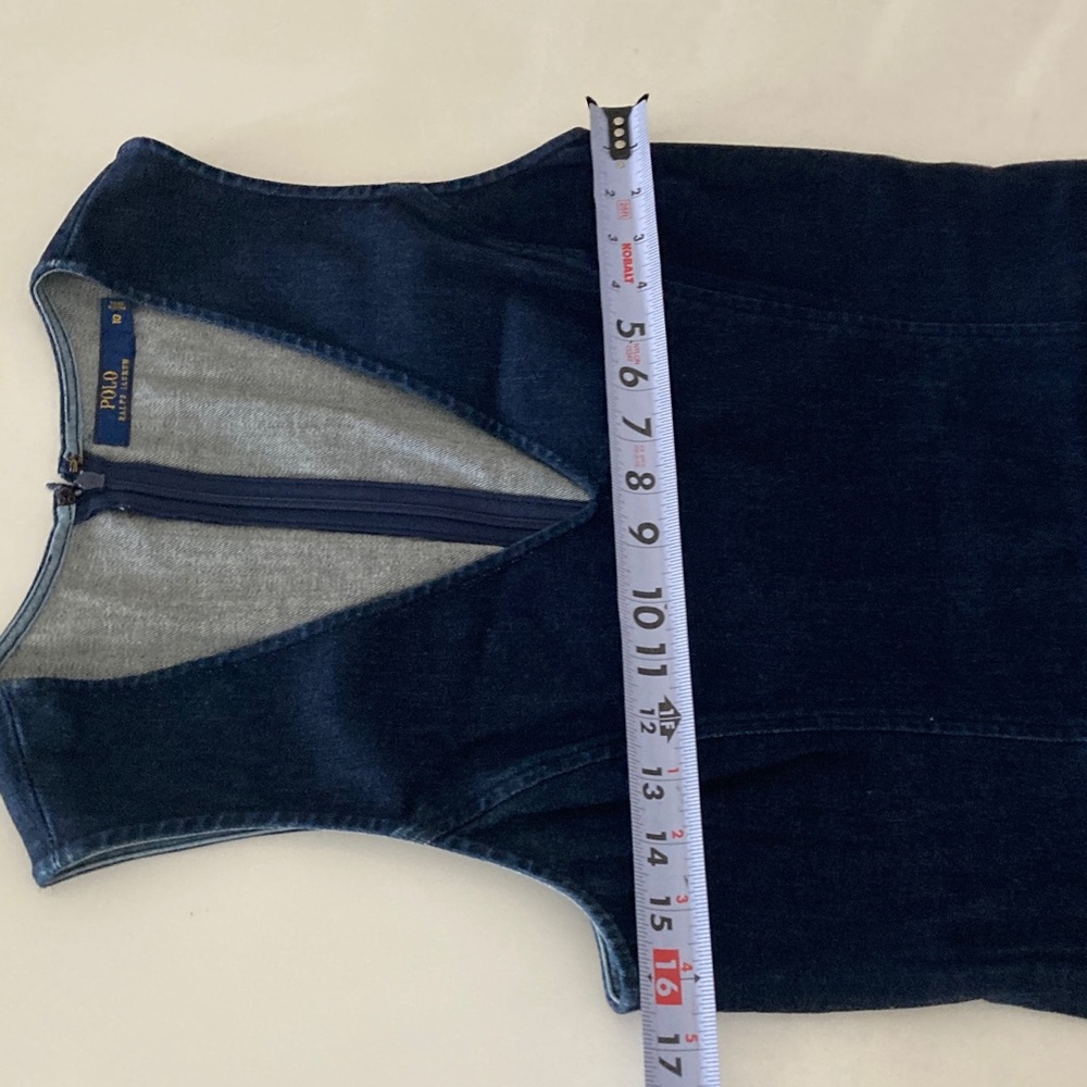 Polo Ralph Lauren Blue Denim Sleeveless Fitted Sheath Midi Dress Size 10 - Picture 8 of 10